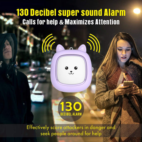 Safe Sound Personal Alarm 3 Pack, 130 dB Loud Siren Keychain with LED Light (Black/Purple/Green)