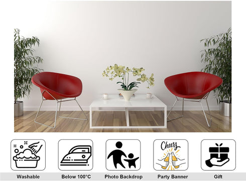 KeyWork 4x4ft Modern Red Accent Chairs Backdrop Contemporary Interior Photography Background for Minimalist Party