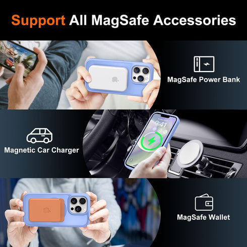 iPhone 13 Pro Case - Blue, Mil-Grade Shockproof, Strong Magnetic, with Screen & Camera Lens Protectors, Compatible with