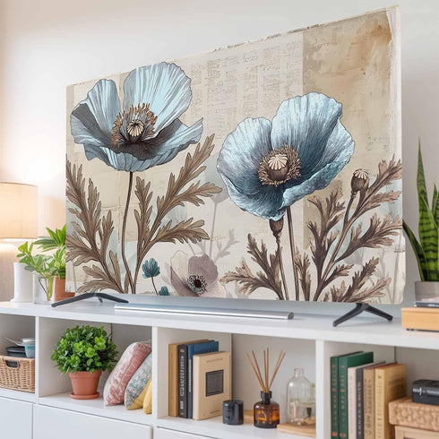 Yukro 32 Inch, 28"x16" Blue Broccoli Indoor TV Dust Cover, Rustic Farmhouse Floral Retro Brown Plant Elastic TV