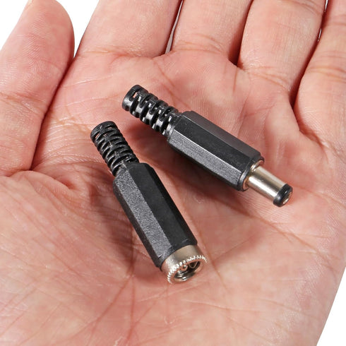 5Pcs Replacement Male Plug Power Supply Ends DC 5.5x2.1mm with 5Pcs DC Female Jack Solder Type DIY Connector