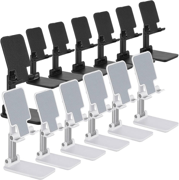Wonderjune 12 Pcs Cell Phone Stand Desk Table Adjustable Angle Height Phone Stand