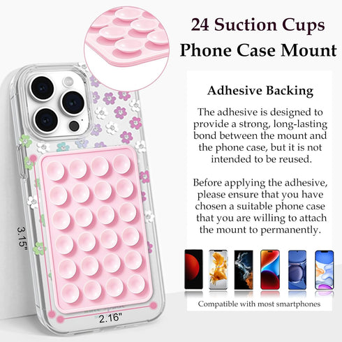 Galundge Silicone Suction Phone Case Mount, Non Slip Sticky Grip for Cellphone, Silicon Adhesive Suction Cup Mount