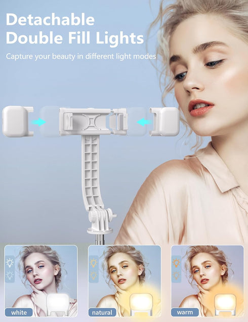 Pnitri 45'' 4-7.2" Selfie Stick with Light, Travel Tripod Essentials with Wireless Remote, Portable Cell Phone Tripod