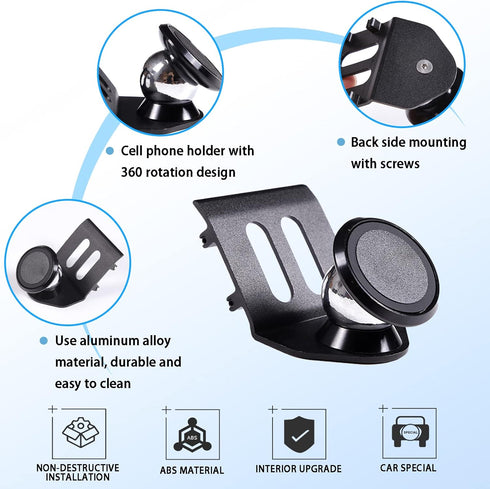Car Phone Mount for Fiat 500 2010-2015, Retractable Dashboard Hands-Free Holder, Black (A Style)