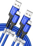 JSAUX Micro USB Cable (2-Pack 6.6FT) - Nylon Braided Charger for Galaxy S7, S6, J7 Edge, Note 5, Kindle, MP3 - Blue