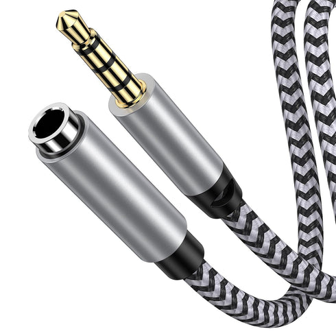 HOOTEK 6FT Headphone Extension Cable: 3.5mm Male to Female Stereo with Microphone, Nylon Braided Aux for iPhone, iPad,
