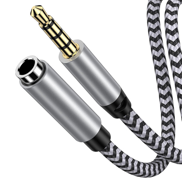 HOOTEK 6FT Headphone Extension Cable: 3.5mm Male to Female Stereo with Microphone, Nylon Braided Aux for iPhone, iPad,