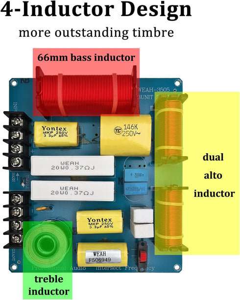 HiQltyla 3 WEAH-3505B 300W 4 8 Way Speaker Crossover, Adjustable Passive Crossover for Car Home Audio to Ohm Bass