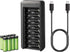 Amazon Basics Rechargeable AA Low Self Discharge NiMh Batteries with 8-Bay Battery Charger, USB-C