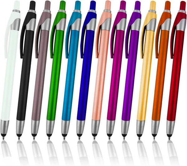 Stylus Pens - Capacitive Styli Pen with Ballpoint Blue Ink Writing, Sensitive Rubber Tip for Samsung Galaxy & Most