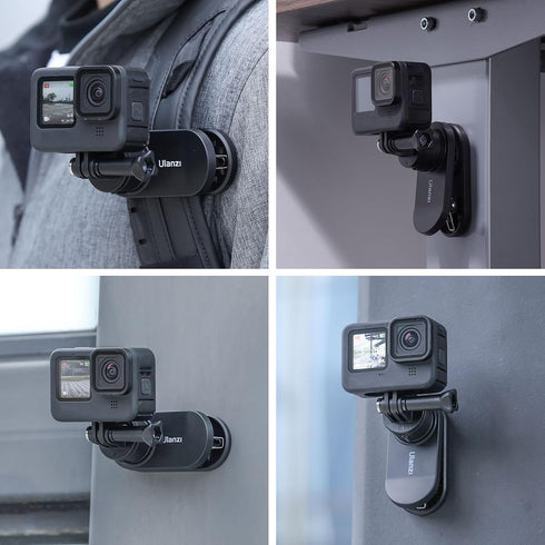 ULANZI Backpack Mount for GoPro, Quick II Magnetic Suction Clip Clamp for GoPro Max Hero 11 10 9 8 7 6 5