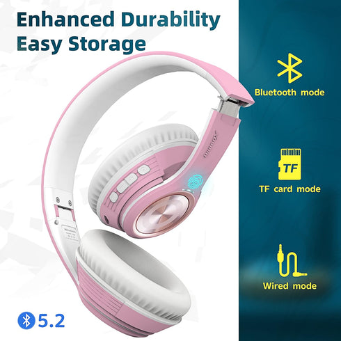 Riwbox TX8 Bluetooth Headphones, Over Ear, HiFi Stereo, Touch Control, Soft Earmuffs, Foldable, SD/TF, 40H Playtime for