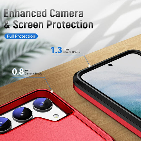 for Samsung Galaxy S23 Plus Case, Rugged Protective Military Grade Shockproof Case with Kickstand (Red)
