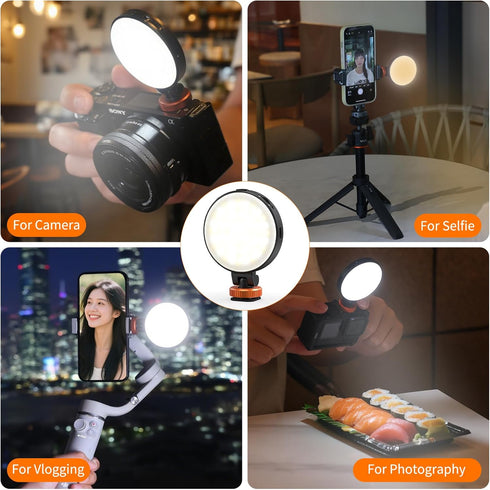 VRIG FD-05 2500K-8500K, 360 LED Video Light, Bi-Color, Multi-Angle Adjustable Fill Light for Action Cameras, Mirrorless