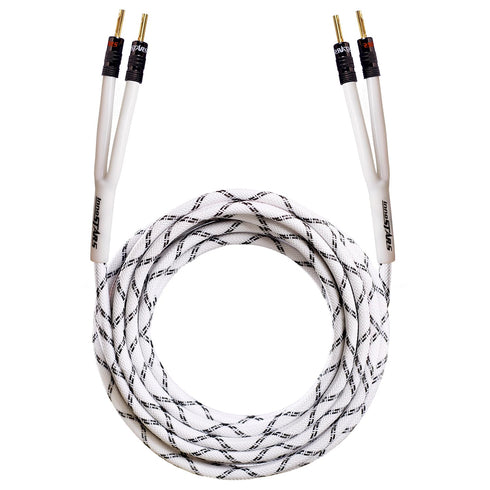 12AWG OFC HiFi Speaker Wire with Dual Gold Plated Banana Tip Plugs, Heavy Duty Braided - 15 Feet