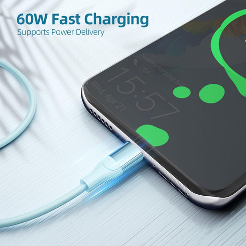 USB C Charger Cable 3 Pack 6FT 60W USB C to USB C Cable PD Type C Fast Charging Cord for iPhone 15 Pro Plus iPad MacBook Samsung Switch LG and More by Supple Nips