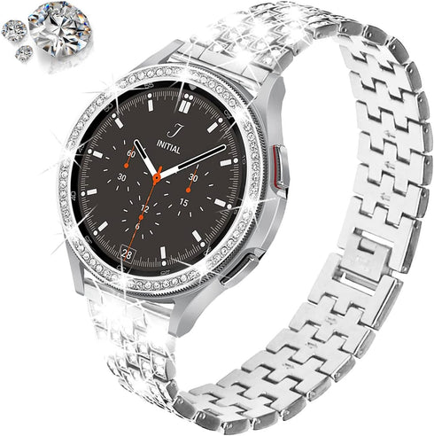 Bands Compatible with Samsung Gear Sport/Galaxy Watch 42mm/Galaxy 4 Classic (42mm), Luxury Rhinestone Diamond Steel