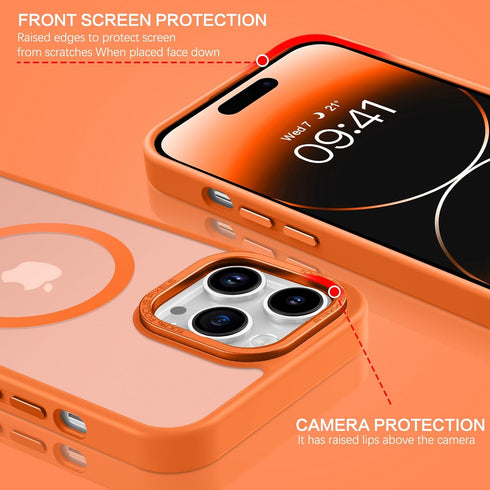 BENTOBEN iPhone 14 Pro Case - Slim Fit Shockproof, Translucent Matte, Magsafe Compatible, Orange, for 6.1" iPhone 14
