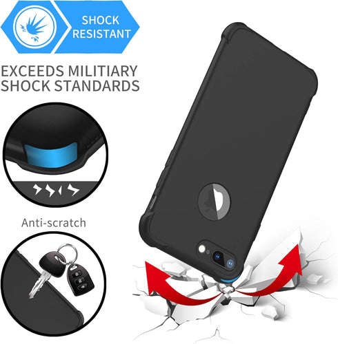 ORETECH Compatible with iPhone 8 Plus/7 Plus Case - 2 Pack 9H Tempered Glass Screen Protector, Black