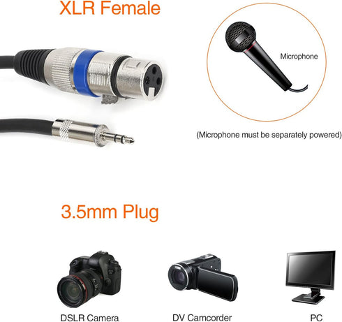 Disino XLR to 3.5mm (1/8 inch) Stereo Microphone Cable, 5ft, for Camcorders, DSLR Cameras, Computer Recording Device