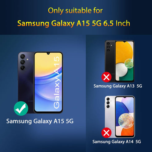 3 Pack Screen Protector for Samsung Galaxy A15 5G + 3 Pack Camera Lens Protector, Ultra HD Tempered Glass, 9H Hardness, Anti Scratch, Easy Installation