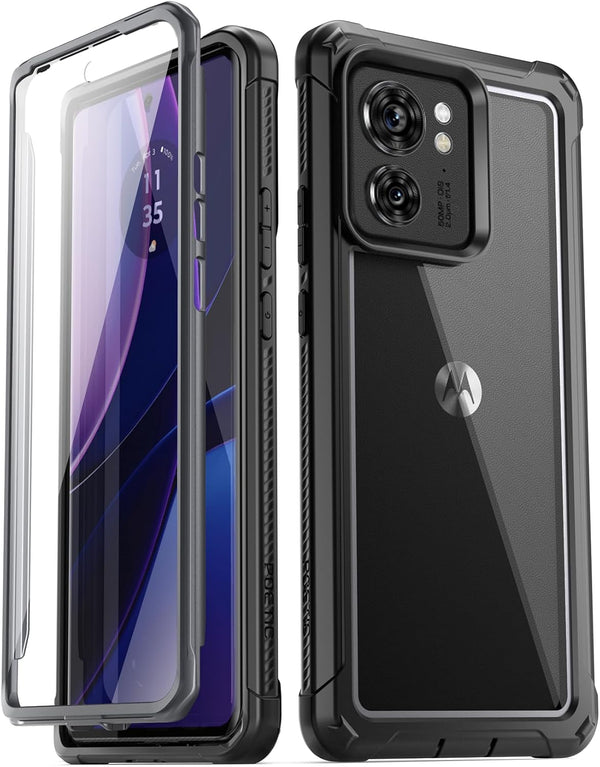 Poetic Guardian Case for Motorola Moto Edge 2023, Black/Clear, Full Body Hybrid, 20FT Mil-Grade Drop Tested, Screen