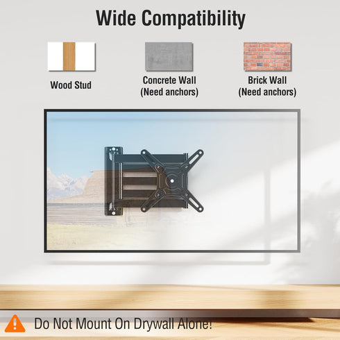 ELIVED 14-42 Inch 29.5 Inch 200x200mm, 44 lbs. Long Arm TV Wall Mount for Most tvs & Monitors, Long Extension TV Mount