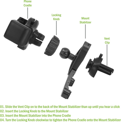 Cellet Grip Air Vent Phone Holder, Compatible for iPhone 15 Pro Max 14 13 12, Galaxy Z Flip Z Fold
