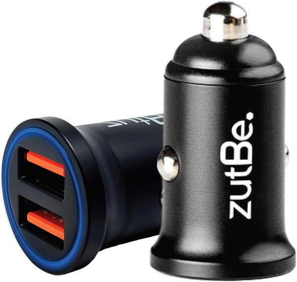 Dual USB-A 36W Compact Metal Fast Car Charger with QC 3.0 for iPhone and Samsung Galaxy
