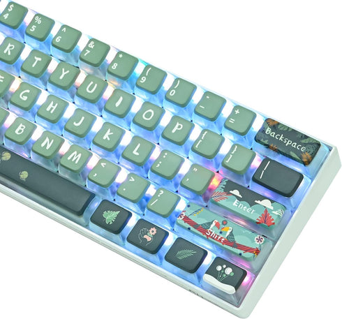 Green Pudding Keycaps PBT Translucent Keycap - 118 Key ASA Profile Keycaps 60 Percent Custom Keycap Set for Cherry
