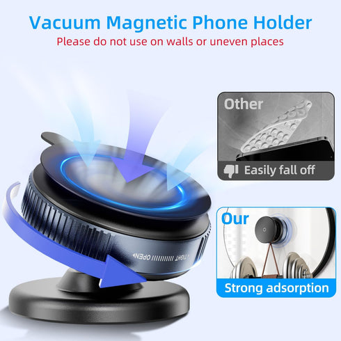 volport 360Adjustable Vacuum Magnetic Phone Holder, Removable Reusable Suction Cup Cell Phone Mount for Magsafe iPhone