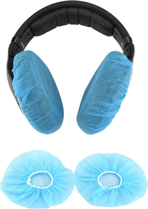 Tvoip 100Pcs Blue Non-Woven Sanitary Headphone Ear Cover, Disposable Super Stretch Covers for On Ear Headphones