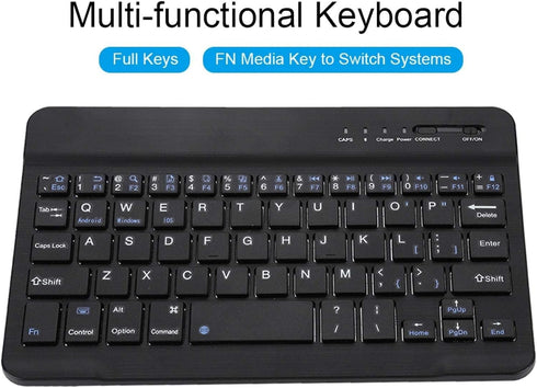 VBESTLIFE 7in Slim Lightweight Bluetooth Keyboard for Android iOS Win, Portable Aluminum Alloy Wireless USB Keyboard