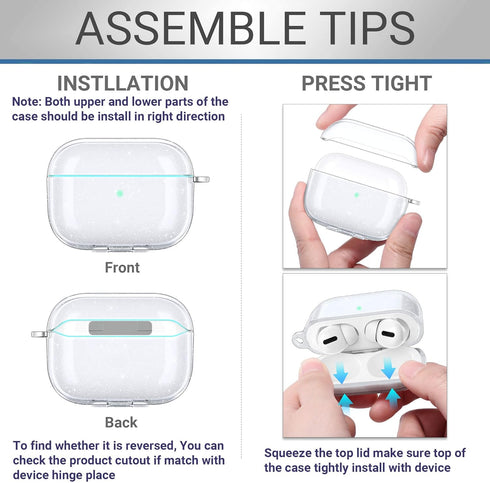 ULAK Clear Case for Airpods Pro 1st Generation, Soft TPU Transparent Shockproof Cover with Keychain, Front LED Visible