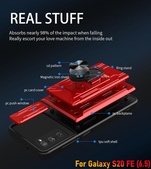 Wallet Case for Samsung Galaxy S20 FE(5G) 6.5 Inch, Credit Card ID Slot, Double Layer Hybrid Military Grade Rugged Case