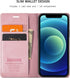 japezop iPhone 12 Mini Flip Case, Pink Leather, RFID Blocking, Card Holder, Slim Fit, Wireless Charging Compatible