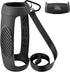 Silicone Case Cover for JBL Charge 5, Black, Waterproof Portable Bluetooth Speaker with Shoulder Strap and Carabiner