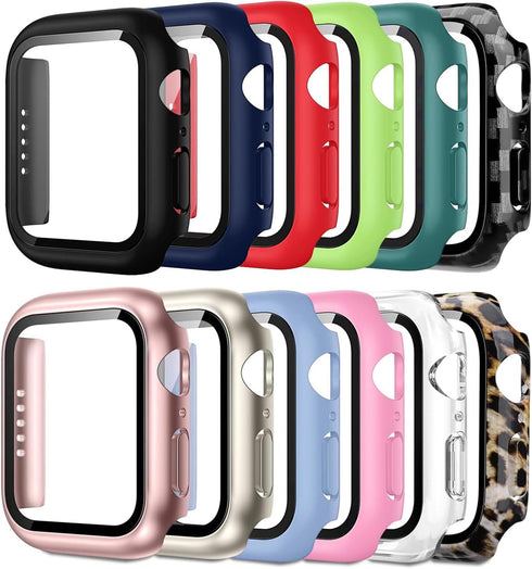 Pocoukate 12 Pack Case 40mm with Tempered Glass Screen Protector, Hard PC Compatible with Apple Watch Series SE/6/5/4