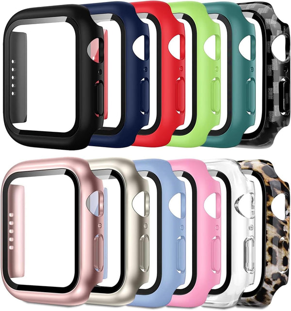 Pocoukate 12 Pack Case 40mm with Tempered Glass Screen Protector, Hard PC Compatible with Apple Watch Series SE/6/5/4