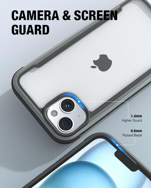 RAPTIC Shield for iPhone 15 Plus Case, Shockproof Protective Clear Case, Military Grade 10ft Drop Tested, Black