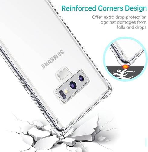 SALAWAT Clear Cute Gradient Slim Phone Case for Samsung Galaxy Note 9, Reinforced TPU Bumper, Shockproof (Crystal Clear)