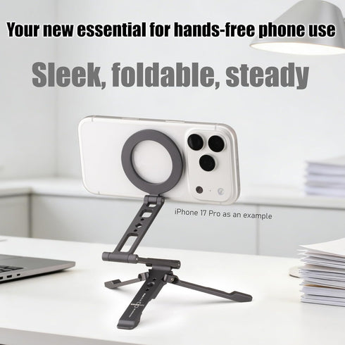 SHINEWEE 17/16/15/14/13/12 1/4 Ultra-Compact Magnetic Tripod Stand: Aluminum Phone Mount for iPhone Pro Max, Adjustable