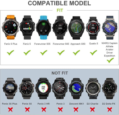 NotoCity Silicone Watch Strap Replacement for Forerunner 935, Fenix 5/5 Plus/6/6 Pro, Approach S60, Quatix 5