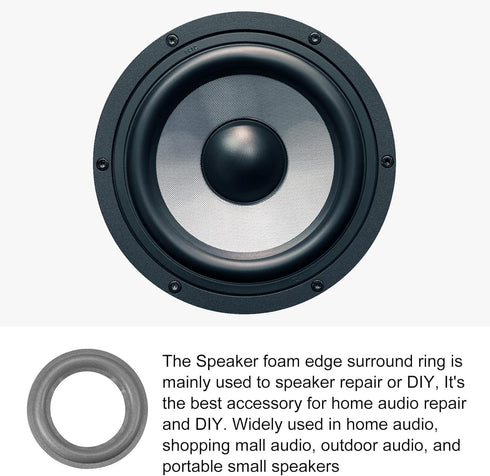 Speaker Foam Edge Surround Rings Rubber Perforated Subwoofer Rings Replacement Parts - 4.5inch / Black