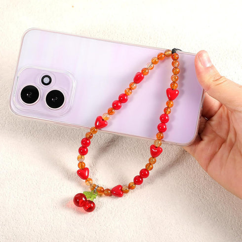 Lusofie cherry phone charm Universal - phone charm wrist strap For Cases Camera Bags Keychains - Cell Phones beaded