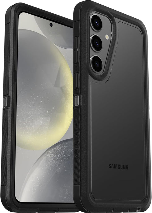 OtterBox S24+ Samsung Galaxy Defender Series XT Clear Case - Dark Side (Clear/Black), screenless, Rugged, Lanyard