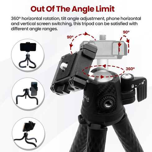 Goocong Phone Tripod, Flexible Tripod for Cell Phone with Cell Phone Mount Portable Camera Tripods for iPhone, Samsung