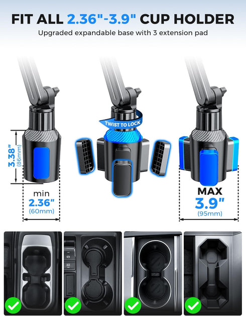 eSamcore 15" 17/16/ 15, 4.7-7 Cup Holder Phone Holder, Height Car Cup Holder Phone Mount Heavy-Duty Holders for Your