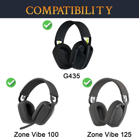 SOULWIT Cooling-Gel Ear Pads Cushions Replacement for Logitech Zone Vibe 100/125, G435 Lightspeed Wireless Headset, Ear Pads Cushions with Comfort Noise Isolation Foam - Grey